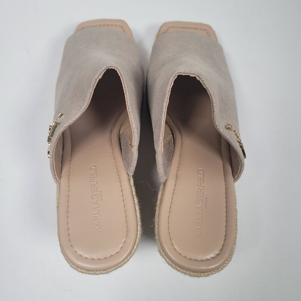 Karl Lagerfeld Paris Corissa Women's Beige Wedge Slip On Sandal US Size 11M - Picture 6 of 9